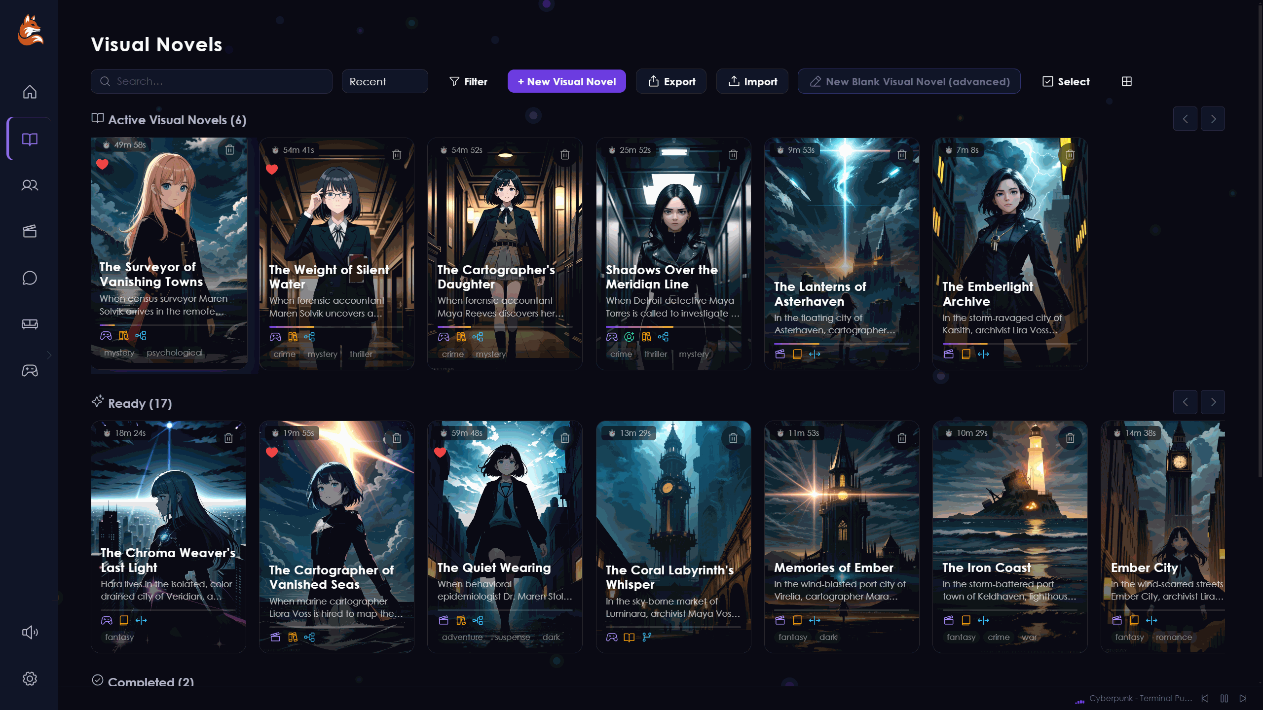 Story Wizard interface